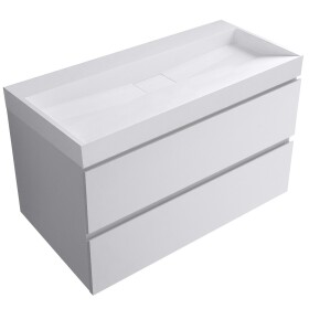 CERANO - Kúpeľňová skrinka Carole - biela matná + umývadlo z lit. mramoru Vita - biela lesklá - 100x58x46 CER-669007