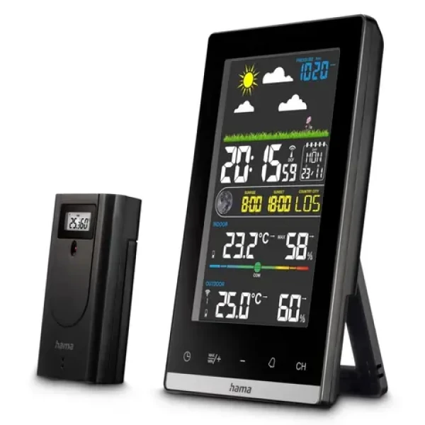HAMA Jamaica čierna / meteostanica / farebný VA displej / sieťový zdroj / batéria (222239)