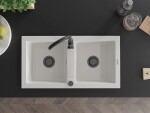 MEXEN/S MEXEN/S - Mario granitový drez 2-bowl 820 x 436 mm, biela, + sifón grafit 6504822000-20-B