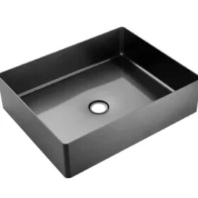 VELAZO - Umývadlo na dosku 50 x 35 cm s Click-Clack zátkou, oceľ, PVD čierne VELAZ5035B
