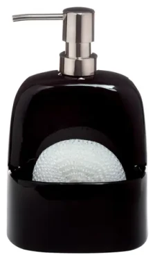 Spirella BRIDGET čierna / Dávkovač mydla s držiakom na hubku / Keramika / 600 ml