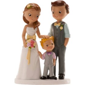 Svatebná figurka na tortu 16 cm manželia s chlapčekom - Dekora - Dekora