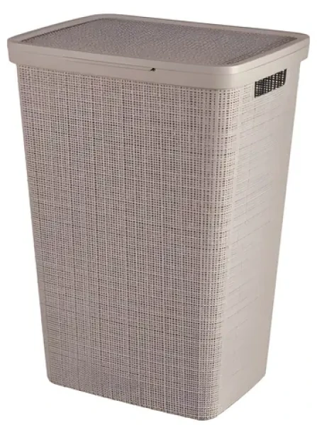 Curver Jute Kôš na bielizeň s vekom 58 l taupe / Kôš na bielizeň / 60 x 43 x 34 cm (263717)