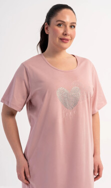 Dámska nočná košeľa s krátkym rukávom Love tmavě šedá 3XL