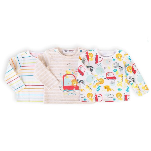 Tričko dojčenské s dlhým rukávom 3pack, Minoti, Car 8, biela - 50 | NB