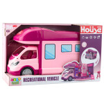 Mamido Rozkladacia izbička pre bábiky Auto s príslušenstvom do šatne 42 prvkov ružové