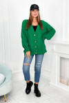 Sveter na gombíky s buffovými rukávmi zelený - Kesi XL/XXL