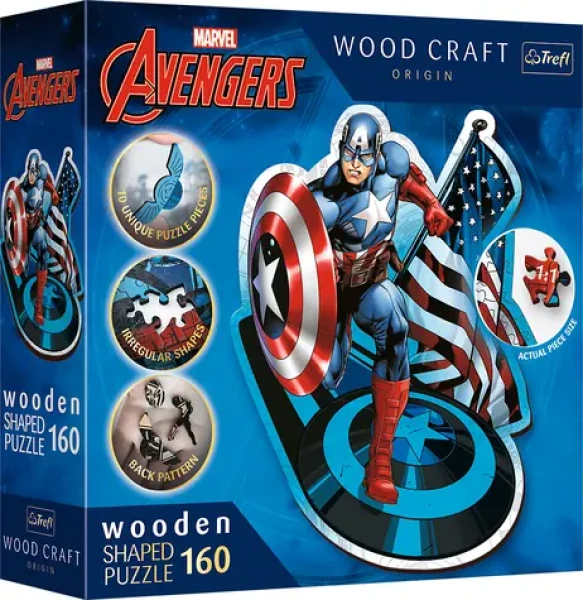 Trefl Wood Craft Origin - Puzzle - Neohrozený Kapitán Amerika