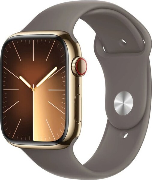 Apple Watch Series 9 GPS + Cellular, 45mm Koperta ze stali nierdzewnej w farbaze Zrokovým z paskiem sportowym w farbaze popierokovego bršzu - M/L