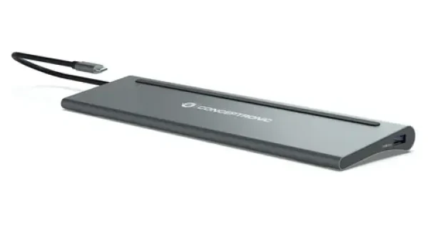 Conceptronic USB-C dokovacia stanica 12v1 šedá / Dokovacia stanica / 2x HDMI / DisplayPort / USB-C PD 100W / LAN (DONN17G)