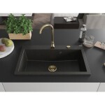 MEXEN/S MEXEN/S - Elix granitový drez 1-miska 800 x 500 mm, čierna/zlatá metalik, sifón zlatá 6527801005-75-G