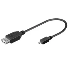 MicroConnect kábel USB2.0 A (F) - microUSB B (M) 0.2m čierna / 480Mbit/s (USBABMICRO2)