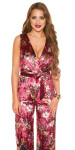 Sexy KouCla jumpsuit velvet look with floral print