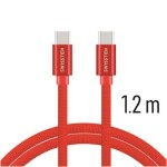 SWISSTEN TEXTILE dátový kábel USB-C - USB-C 1.2m červená (71527206)