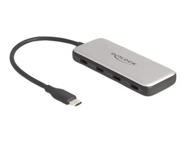 DeLock 64261 čiernosivá / USB hub / 4× USB-C / 10 Gbps / Power Delivery 100W (64261)