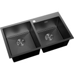 MEXEN - Xorin oceľový drez 2-bowl 780 x 450 mm, čierna 6441782000-70