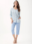 Luna 668 3/4 M-2XL L24 dámske pyžamo ECRU-BLUE XXL