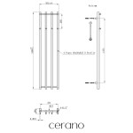 CERANO - Koupelnový radiátor Bertini - háčky na ručníky - boční připojení - 380 W - bílá lesklá - 1400x351 mm CER-124072