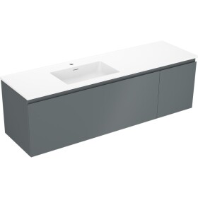 MEXEN/S - Orio kúpeľňová skrinka 160 cm s umývadlom Otis ľavá, 1S, 1D, grafit mat/biela mat 91A13-16047-3-BBFF66-W18L01