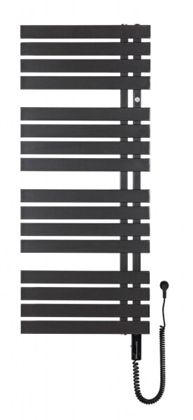 Instalprojekt - Kúpeľňový elektrický radiátor - sušiak POP STAR ELECTRO - Farba radiátora - Čierna matná, Rozmer radiátora - 500 × 1295 mm, výkon 600 W RADPOPEL501231