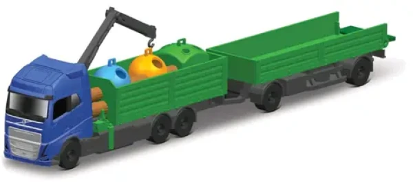 Maisto Mini pracovné stroje - Volvo FH16 s prívesom pre ťažbu dreva bielo-šedá