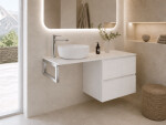CERANO - Kúpeľňová skrinka Carole - biela matná ryhovaná + doska pod umývadlo z lit. mramoru Elanys - 12 mm + konzola chróm - 160x46x49,2 CER-609948