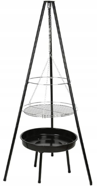 NoName Grill wiszący z paleniskiem 52cm Stalowy Čierny z rusztem chrómowanym