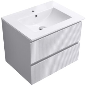 CERANO - Kúpeľňová skrinka Carole + keramické umývadlo Todo - biela matná ryhovaná - 61x50x46,5 CER-008759