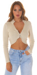 Sexy ribbed crop cardigan with zipper Einheitsgroesse