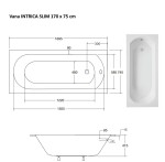 BESCO - Obdĺžniková vaňa INTRICA SLIM - Nožičky k vani - Bez nožičiek, Rozmer vane - 170 × 75 cm VANINTRICA170SL