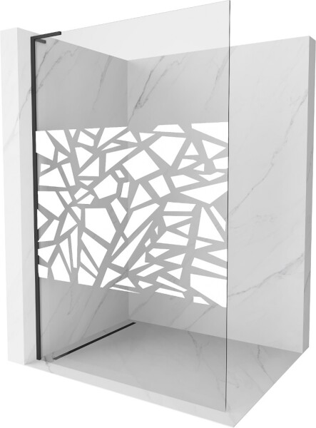 MEXEN/S - Kioto L Sprchová zástena WALK-IN 100 x 200, biely vzor, čierna 800-100-103-70-85