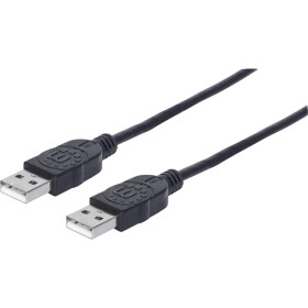 Manhattan USB kábel USB 2.0 USB-A zástrčka, USB-A zástrčka 3.00 m čierna fóliové tienenie, UL certifikácia, pozlátené kontakty 353915; 353915