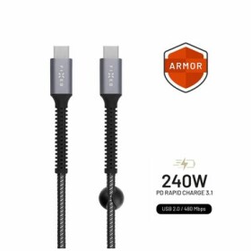 FIXED Armor Nabíjací a dátový odolný kábel s konektormi USB-C/USB-C a podporou PD 1.2 m šedý / USB 2.0 / 240W (FIXDA-CC12-GR)