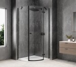 POLYSAN - GLOBE BLACK štvrťkruhová sprchová zástena 1000x1000, číre sklo, pravé GB2610RB