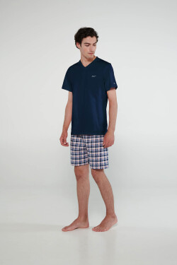 Vamp - Pyžamo s krátkymi rukávmi 20620 - Vamp blue oxford L