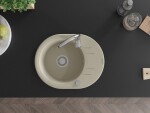 MEXEN MEXEN - Kevin granitový drez 1 s odkvapkávačom 586x458 mm, béžový, sifón chróm 6517581005-69