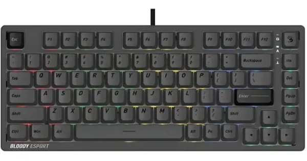A4Tech Bloody MS76 šedá / Herná klávesnica / magnetická / 75% / Rapid Trigger / RGB / USB (A4TKLA47833)