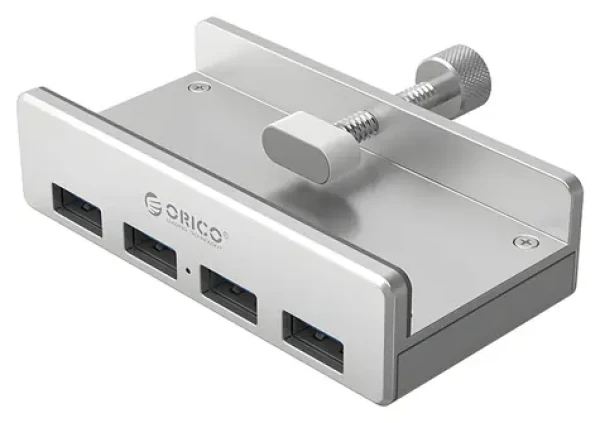 Orico MH4PU strieborná / USB hub / 4X USB-A 3.0 / upínací úchyt