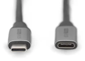 Digitus USB-C predlžovací kábel / Predlžovací kábel / USB-C (M) - USB-C (F) / USB 3.2 Gen1 / PD 60W / 4K 60Hz / 1 m (DB-300230-010-S)