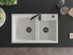 MEXEN/S MEXEN/S - Tomas granitový drez 2-bowl 800 x 500 mm, biela, + čierny sifón 6516802000-20-B