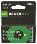 GP ReCyko Pro AAA HR03 800mAh 4ks / Nabíjacie batérie / NiMH / 1500+ nabíjacích cyklov (1032124080)