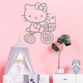 Veselá Stena Samolepka Mačička Hello Kitty Farba: šedá, Veľkosť: 100 x 83 cm