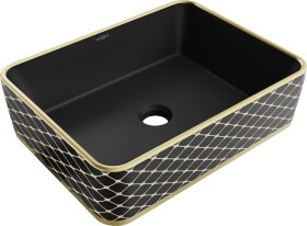 MEXEN - Catia umývadlo na dosku 48 x 37, čierna mat/zlatá vzor 21314879