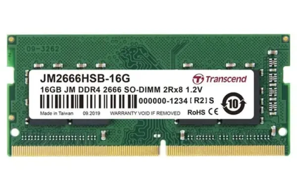 Transcend JetRam 16GB (1x16GB) 2666MHz / SODIMM / DDR4 / CL19 / 1.2V / 2Rx8 (JM2666HSB-16G)