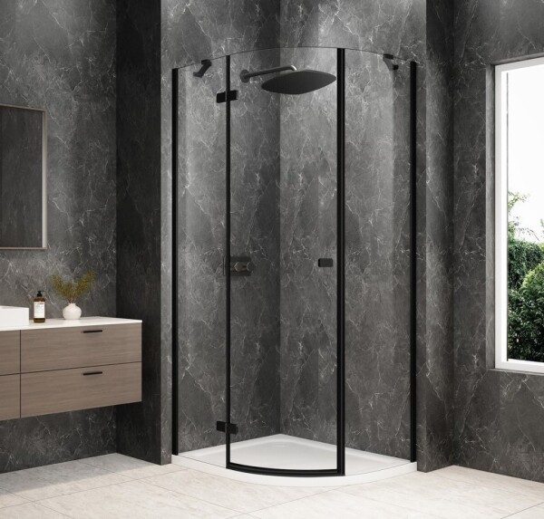 POLYSAN - GLOBE BLACK štvrťkruhová sprchová zástena 1000x900, číre sklo, ľavá GB2190LB
