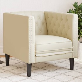 VidaXL vidaXL Fotel Chesterfield, krémový, tapicerowany sztuczną skórą