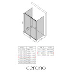 CERANO - Trojstenný sprchovací kút Varone POINT UL/P - 6 mm - čierna matná, transparentné sklo - 130x90x195 - posuvný CER-DY505B-90126