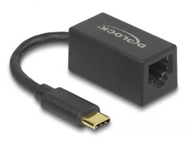 DeLock Adaptér SuperSpeed USB Type-C (M) - Gigabit LAN 10/100/1000 Mbps čierna / USB 3.2 Gen 1 / kompaktný (65904)