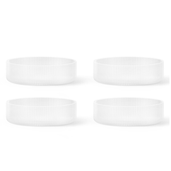 Ferm Living Sklenená miska Ripple Frosted – set 4 ks