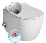 ISVEA - SENTIMENTI CLEANWASH závesná WC misa, integrovaný ventil a bidetová spŕška, Rimless, 36x53cm, biela 10ARS1101I